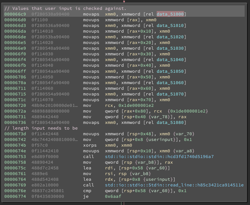 input comparison values and input length
