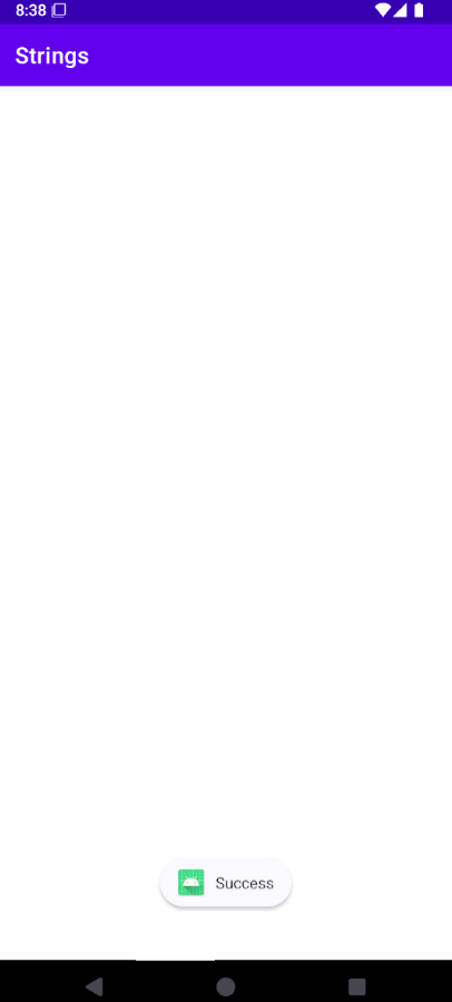 Strings Activity2 success screenshot